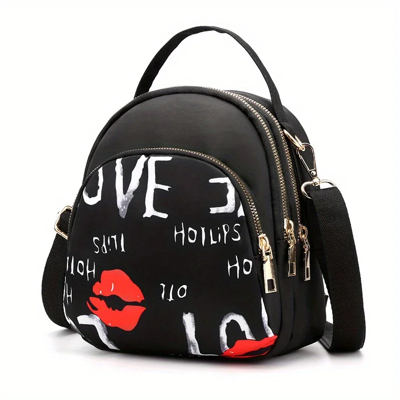 Fashion Mini Dome Handbag Multi Layer Crossbody Bag Ethnic Style Pattern Backpack For Women