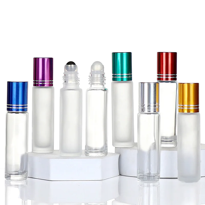 

200PCS 10ml Clear Glass Bottle Roll On Empty Fragrance Perfume Essential Oil Bottles With Metal Glass Ball Roller