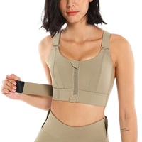 women zipper sports bra gym yoga crop top plus size fitness sport underwear female adjustable waist strap fitness yoga vest bra