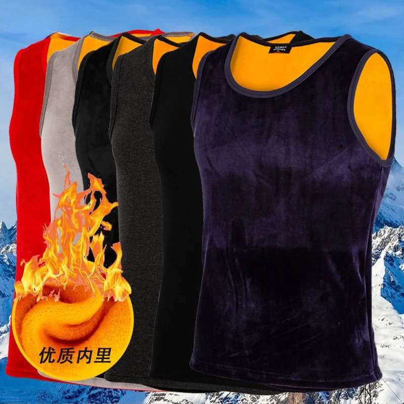 

Warm Waistcoat Plus Autumn Slim Vest And Bottoming Cotton Velvet Sports Youth Thickening Men's Tight-fitting Winter Underwear