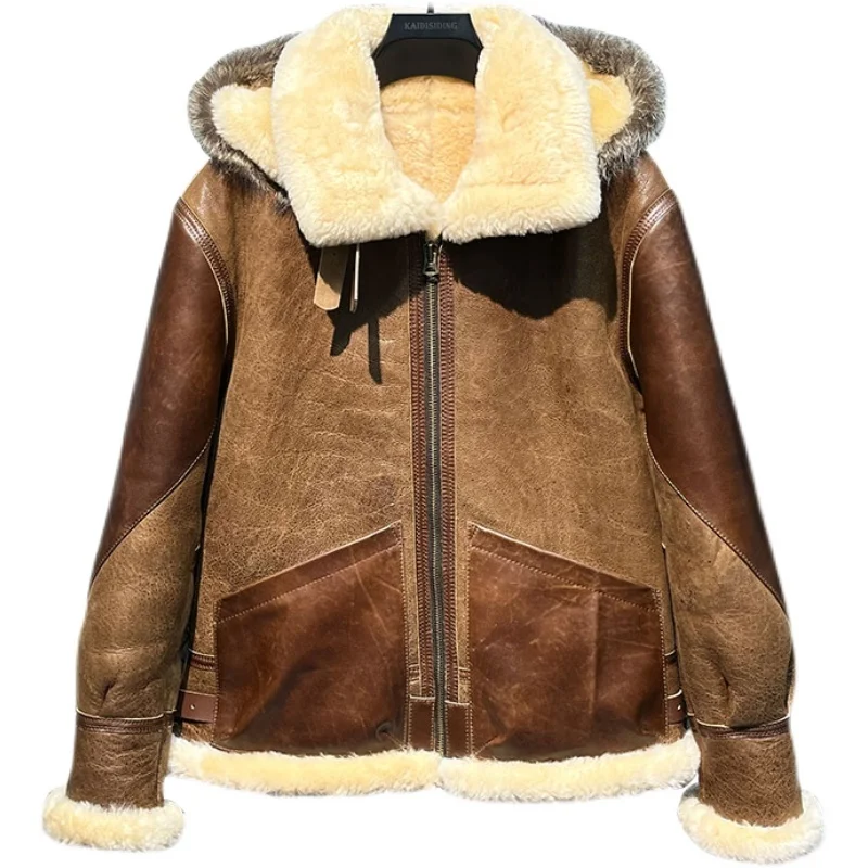 

Мужская теплая зимняя куртка из натуральной овечьей кожи, с защитой от холода