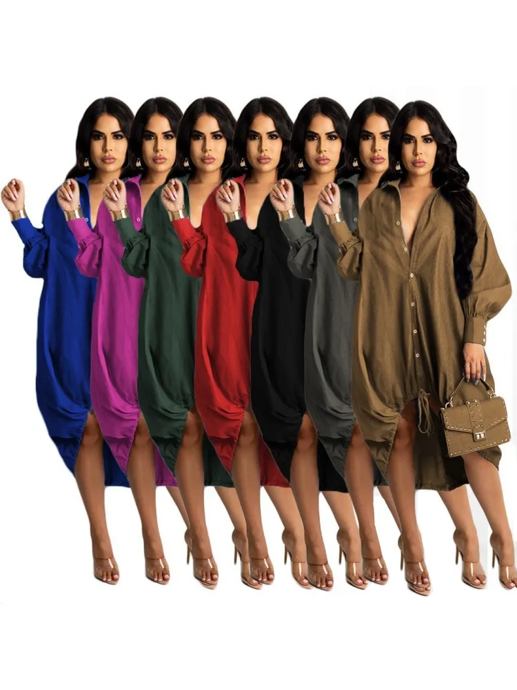 Женское платье в африканском стиле осень 2023 новое однотонное модное