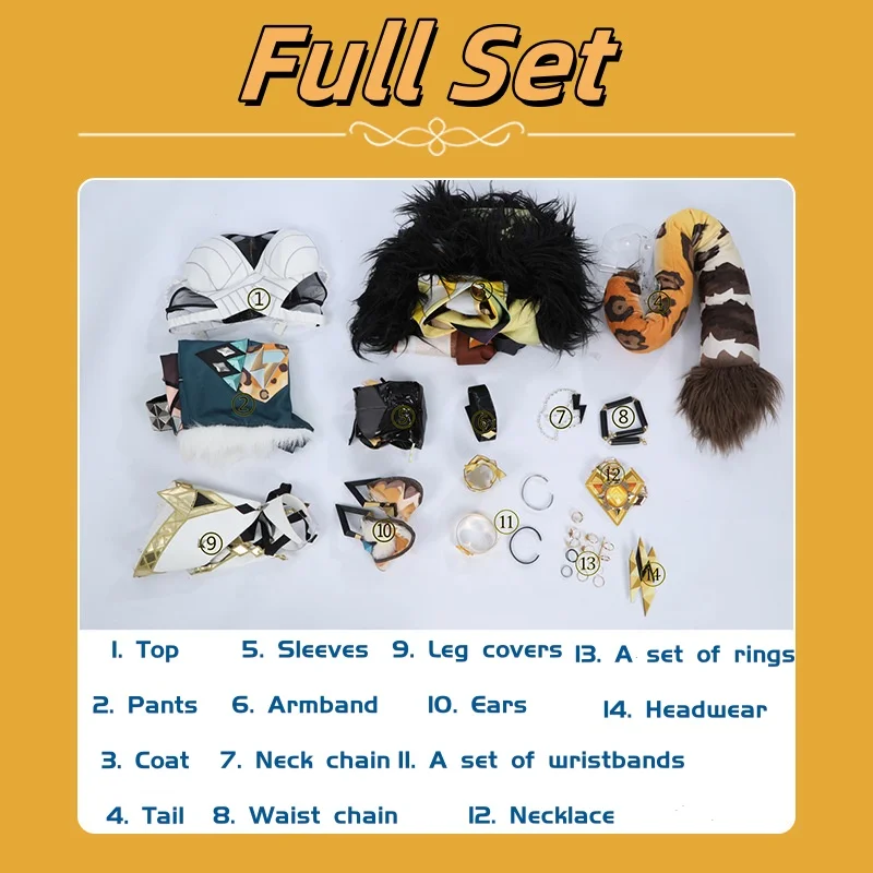 Genshin Impact Xilonen Косплей Костюм Парик Униформа Хвост Головные Уборы Кольца Ожерелье