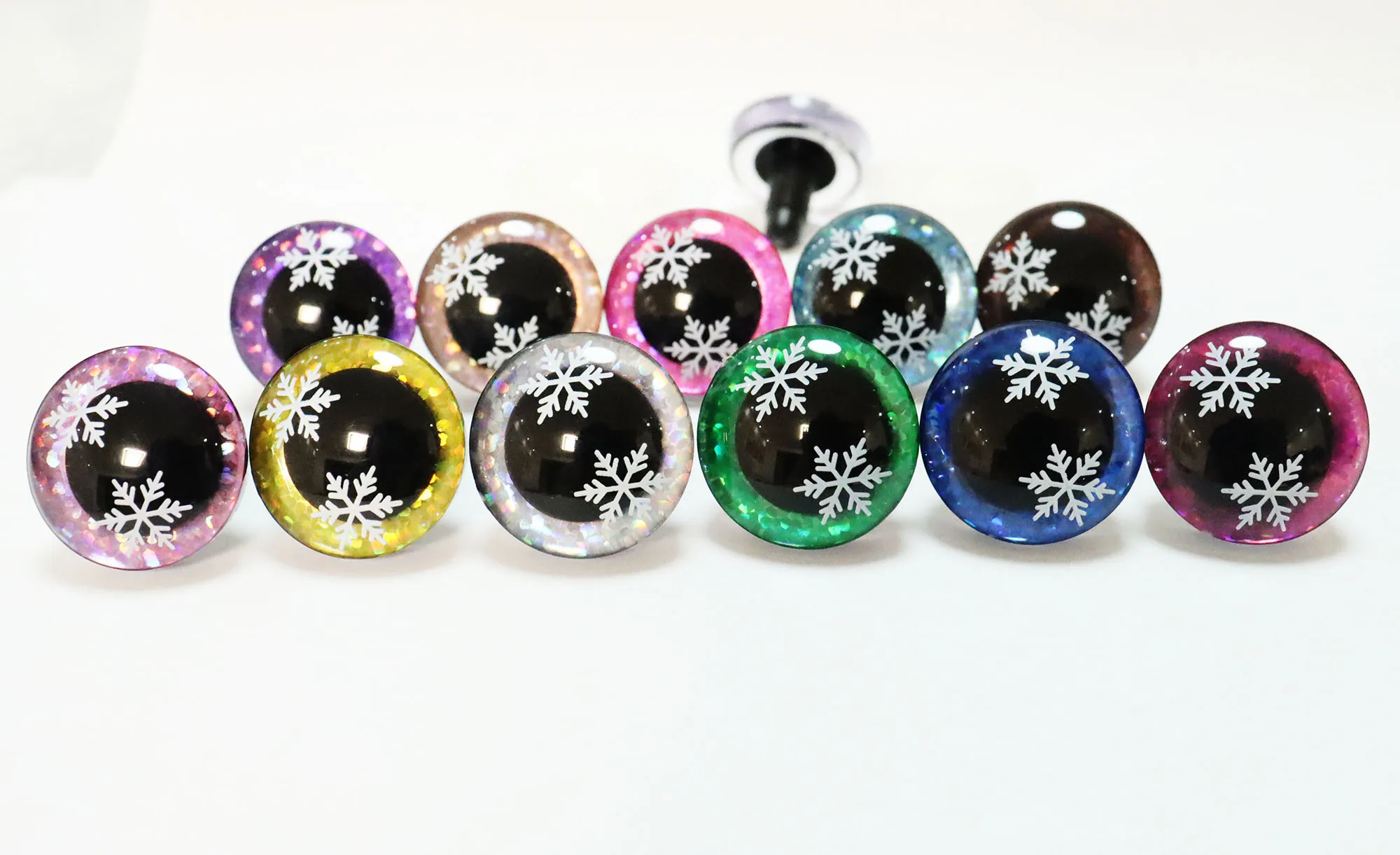 10pair 9mm-35mm 3D snow glitter doll pupil toy eyes with hard washer for diy plush findings size color option B11