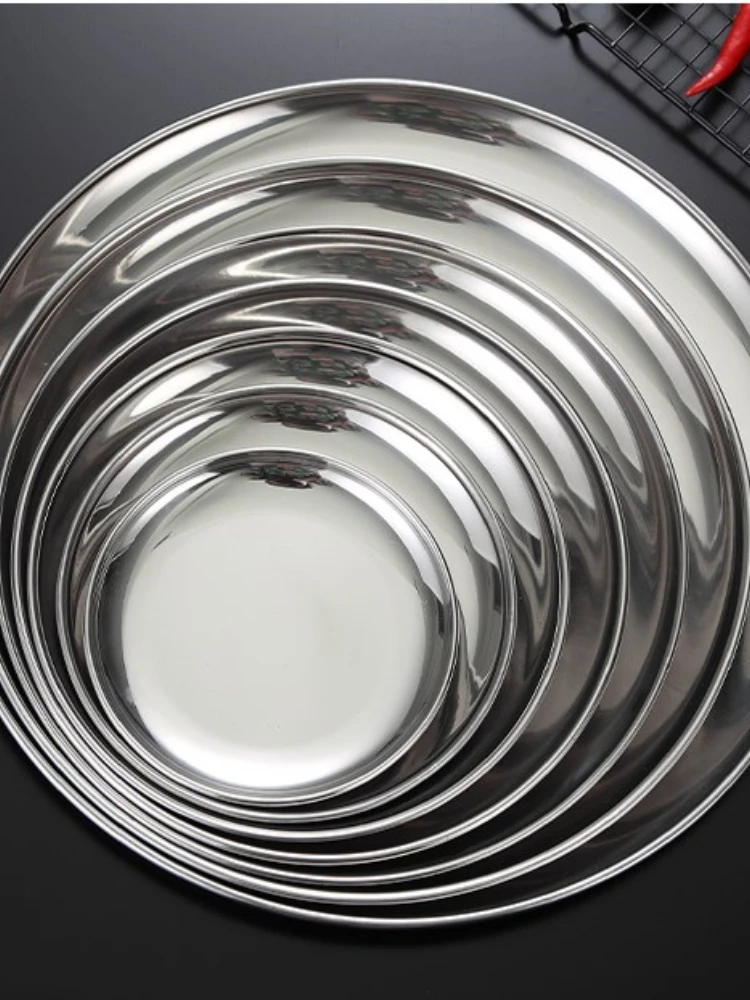 304 Stainless Steel round Plate Western Restaurant Bone Tray Dish Shallow dishes dinner plates set dish sets |
