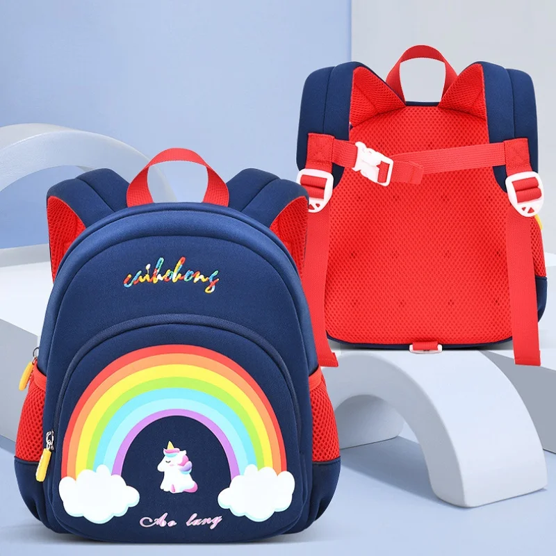Children Rainbow Unicorn Cartoon Backpacks New Girls Boys Toddlers Baby Anti Lost Cute Schoolbags In Kindergarten Fashion Hot