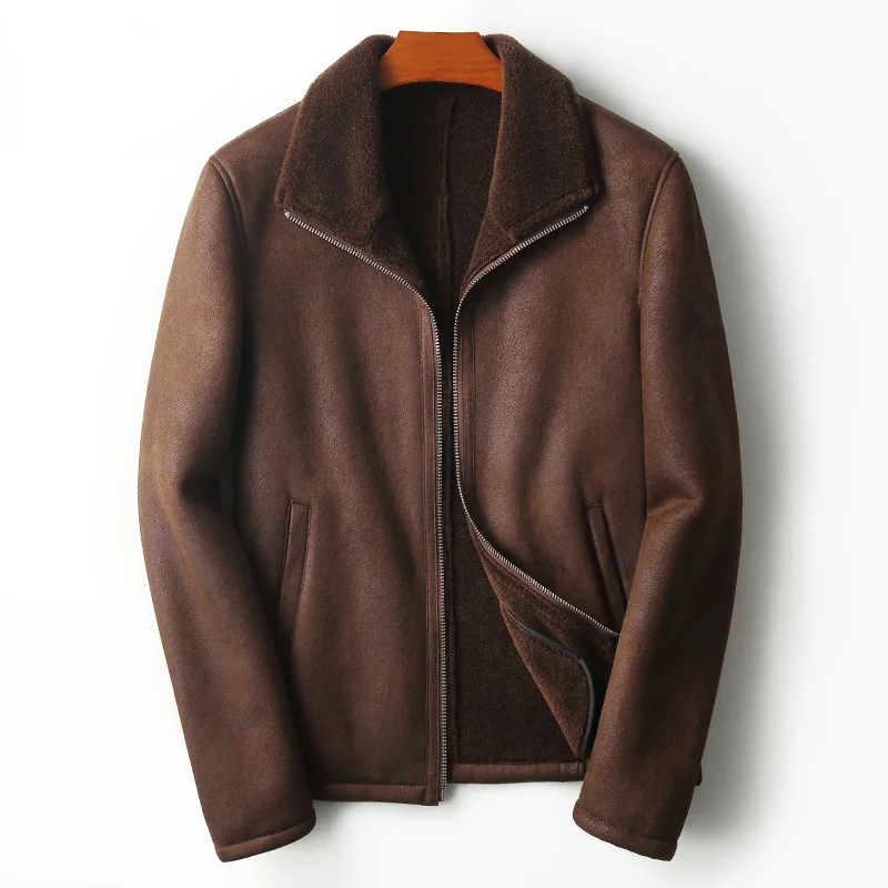 

Men Winter Clothing Warm Business Casual Black 100% Wool Fur Coats and Jackets Short Coat Veste Homme Zm655