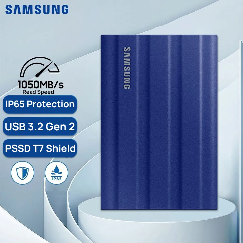 

Samsung Portable PSSD T7 Shield Rugged 1TB 2TB 4TB External Disk 1050MB/S Solid State Disk USB3.2 Gen2 Type C For PS5 Laptop PC