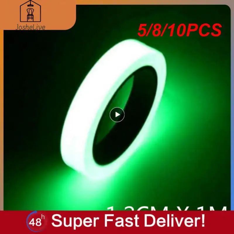 

5/8/10PCS Car Reflective Sticker Portable Green Warning Ground Light Reflective Fluorescent Tape Durable Universal