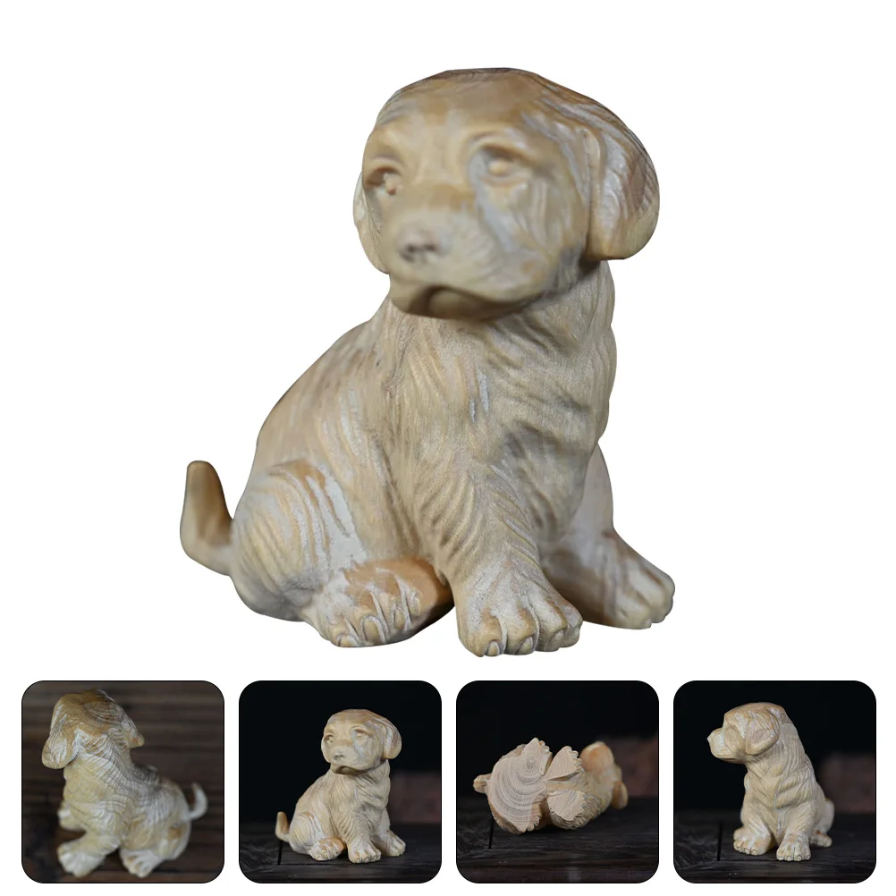 

Wooden Carved Zodiac Dog Home Desktop Zodiac Dog Adornment for Decor Using