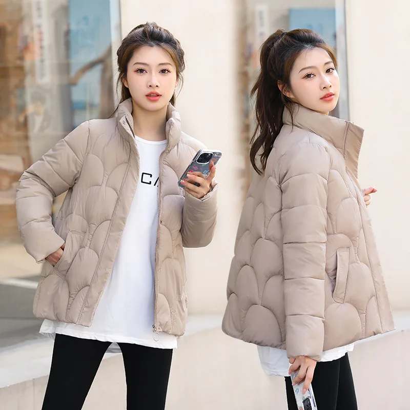 PinkyIsBlack 2023 New Autumn Thick Down Cotton Parkas Women Stand Collar Jacket Winter Coat Casual Basic Short Korean Outwear