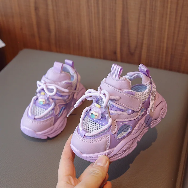 

Детские спортивные сандалии 2023, летняя модная дышащая обувь для девочек с милым медведем, повседневная обувь для мальчиков