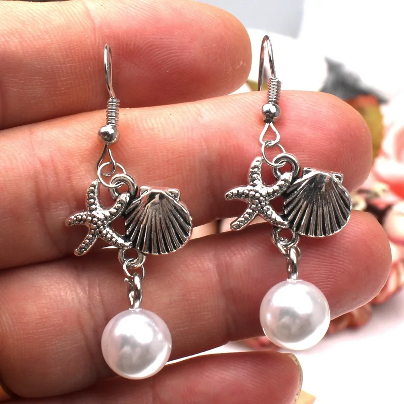 

Pearl Shell Mermaid Earrings Drop Earrings Female Studs Student Fashion Funny Girl Women Jewelry Accessories Pendant Gift