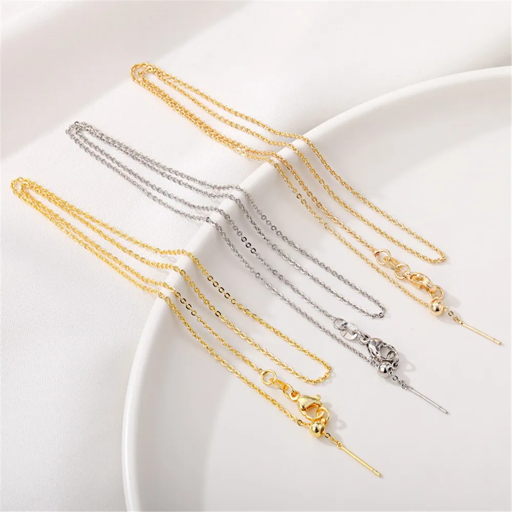 

18K Bag Gold Adjustable O word universal necklace with needle threading bead chain diy handmade jewelry accessories material