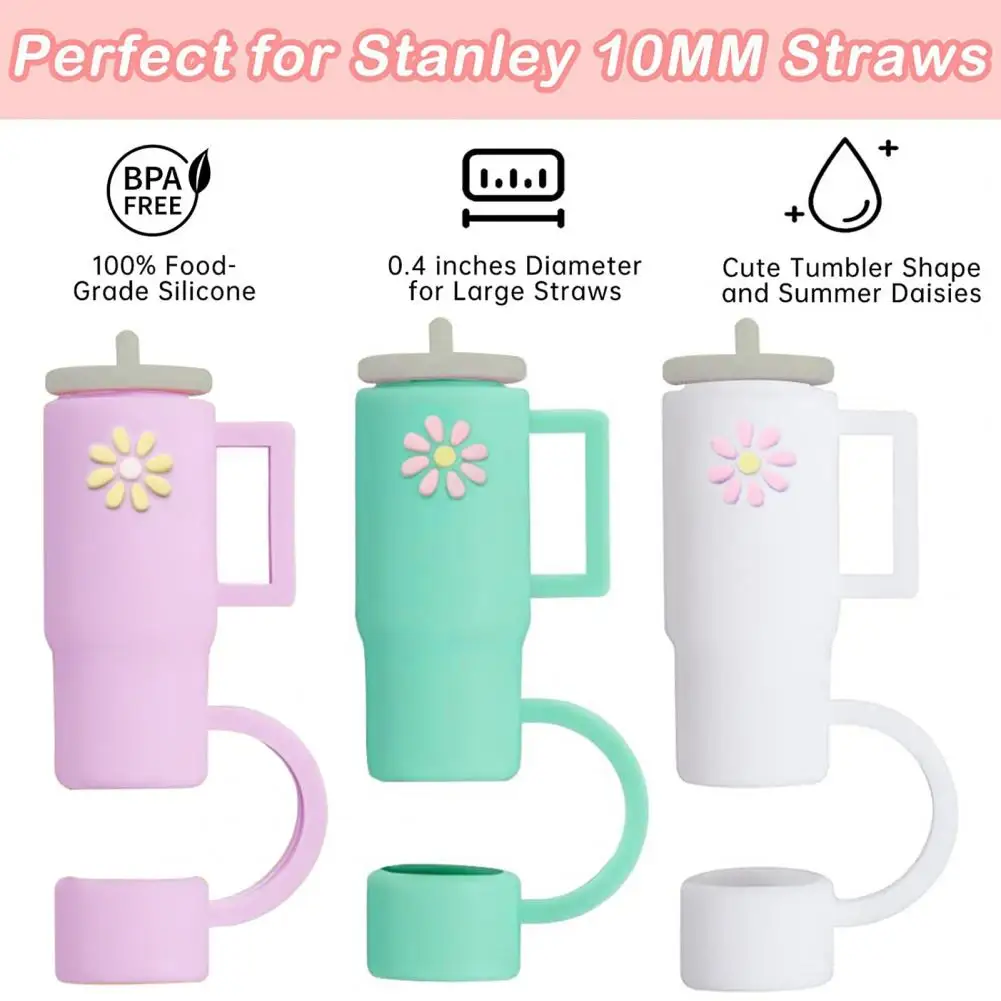 

Straw Hat 5Pcs Practical Easy to Install Lovely Cartoon Cup Shape Straw Dust Plug Home Supply