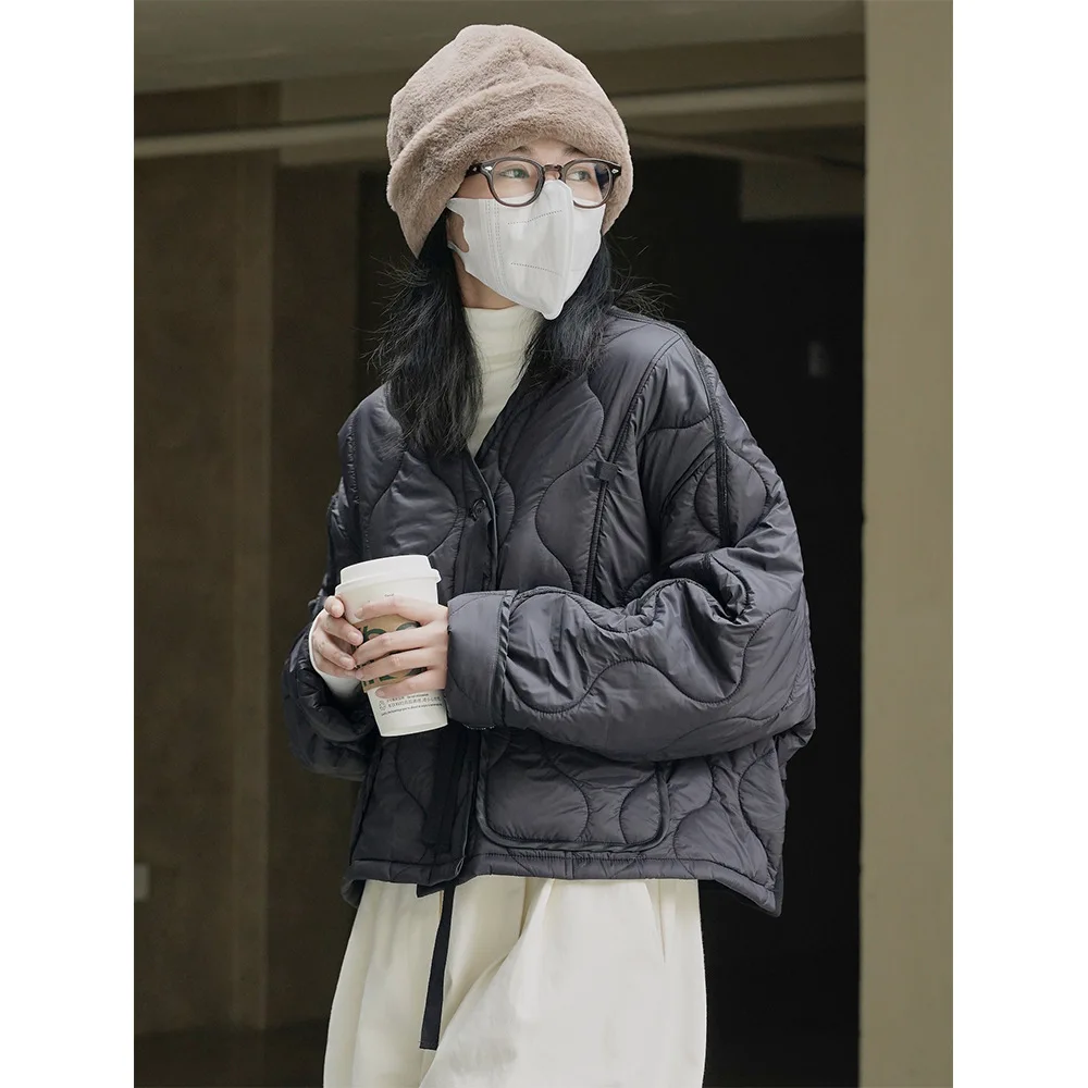 2022 Women's Clothing Winter New Street Design Sense Bump Color Cotton Suit Loose Thin Profile Light Casual Warm Coat Female