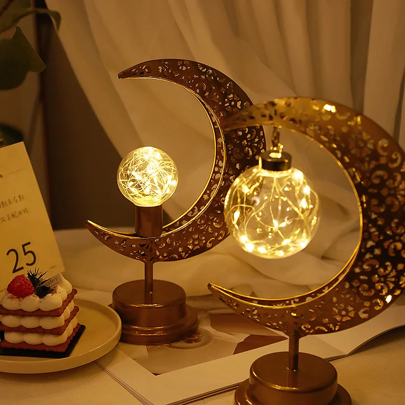 

Золотая Рамадан Луна Светодиодная лампа украшение для дома металлическая Рамадан Kareem светильник украшение Eid Mubarak мусульманский 2023 Eid Al Adha подарок