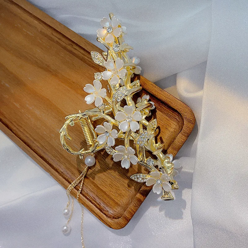 Элегантные цветы искусственные листья жемчужная бахрома заколка для волос