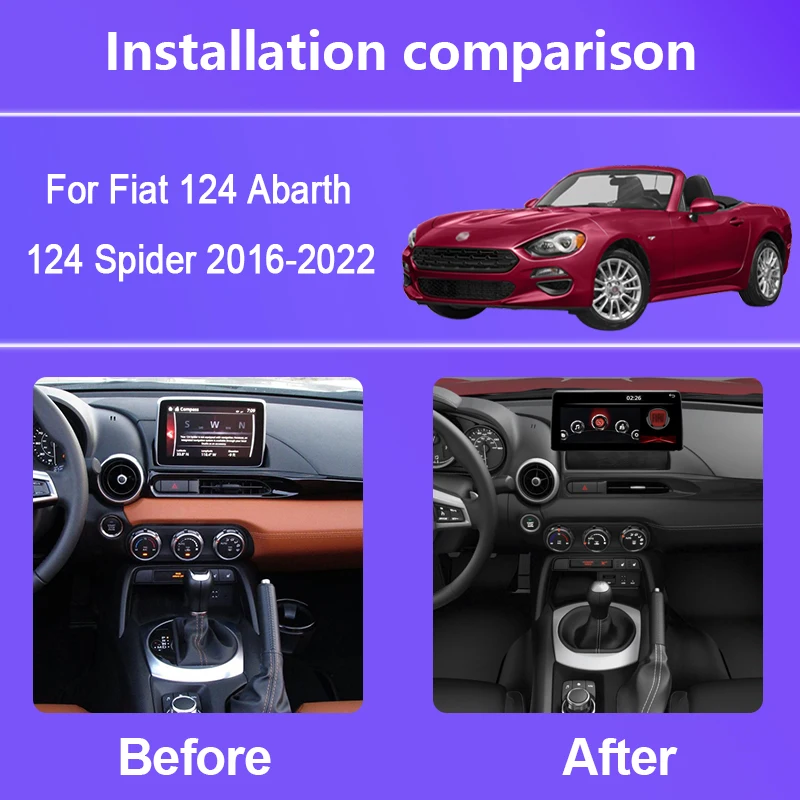 10 25 &quotдля Fiat 124/ Abarth 124 Spider 2016-2022 автомобильный мультимедийный плеер стерео радио