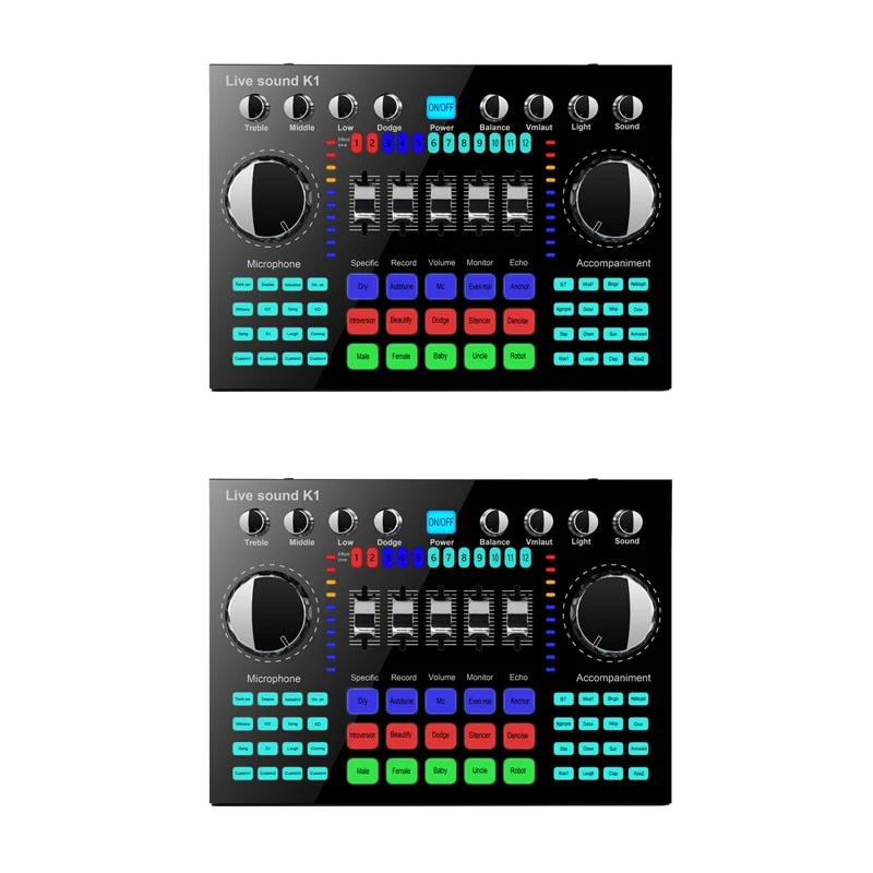 

2X K1 Computer Phone Voice Changer HIFI Live Sound Card Mixer Board Streaming Audio Bluetooth 5.0 Universal
