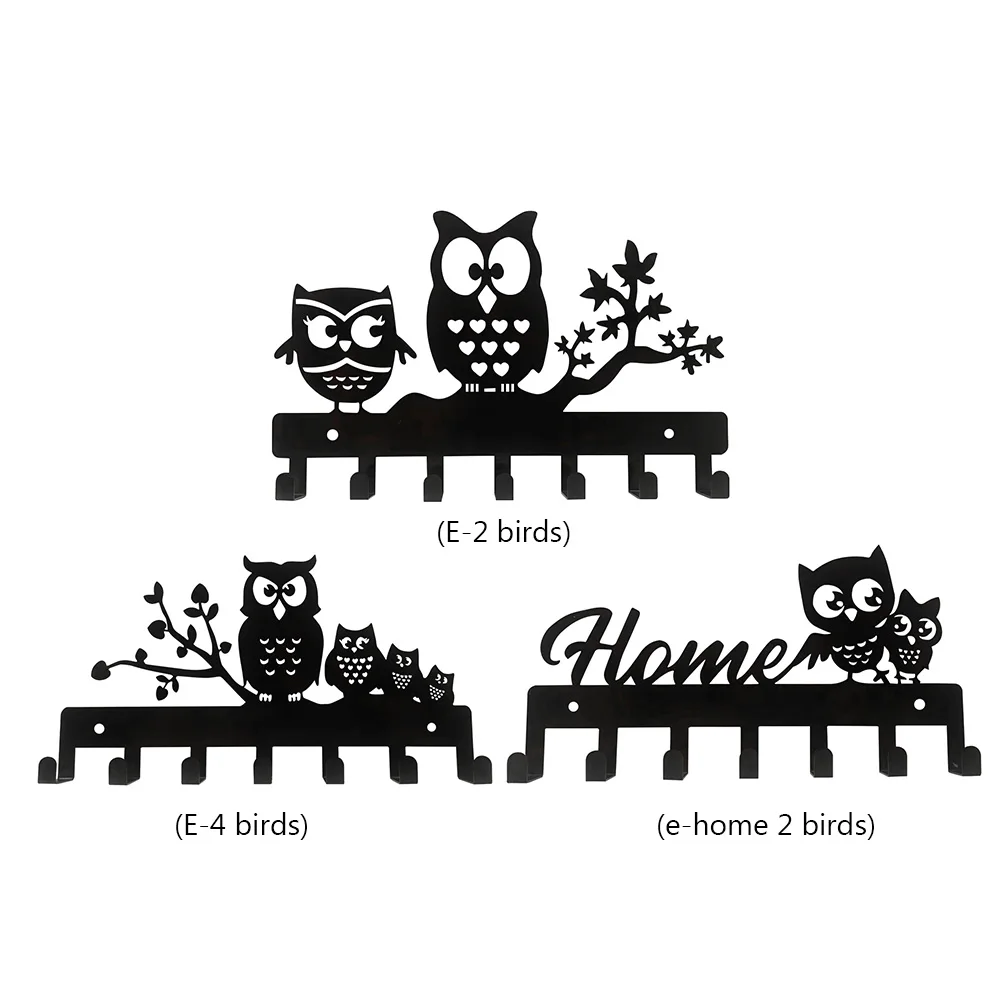 Винтажный настенный держатель для ключей в виде совы 7 железных крючков |