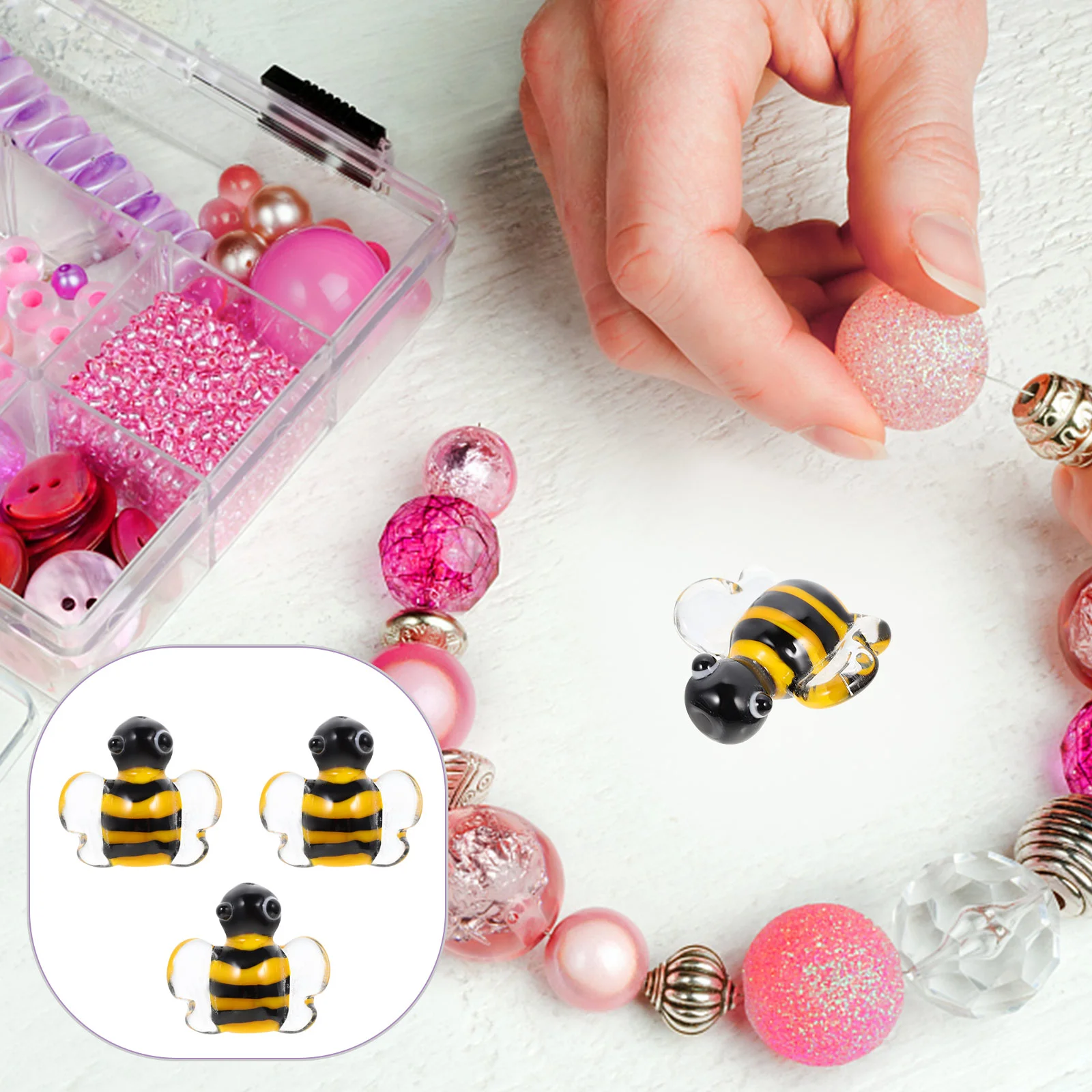 

Beadscharm Glass Charms Bead Jewelry Spacer Making Necklace Bracelet Honey Earringscrystal Decor Earring Honeybee 3D Decorative