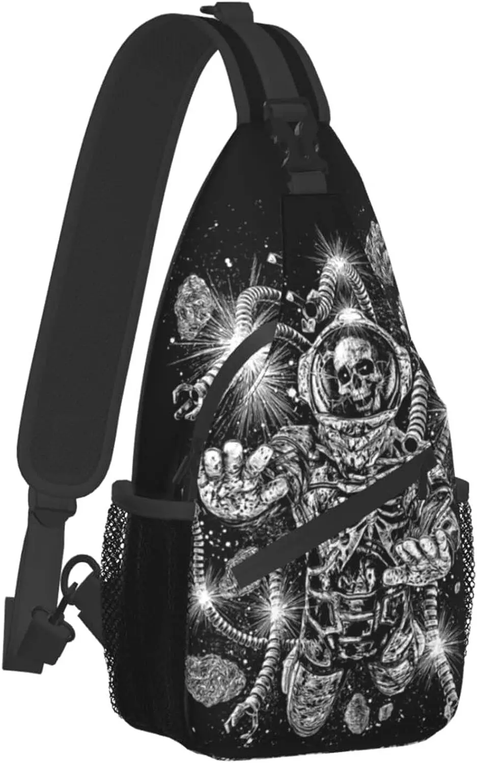 

Crossbody Bag Sling Shoulder Backpack for Men Women Skull Space Astronaut Unisex Small Hiking Backpack Durable Hiking Daypack