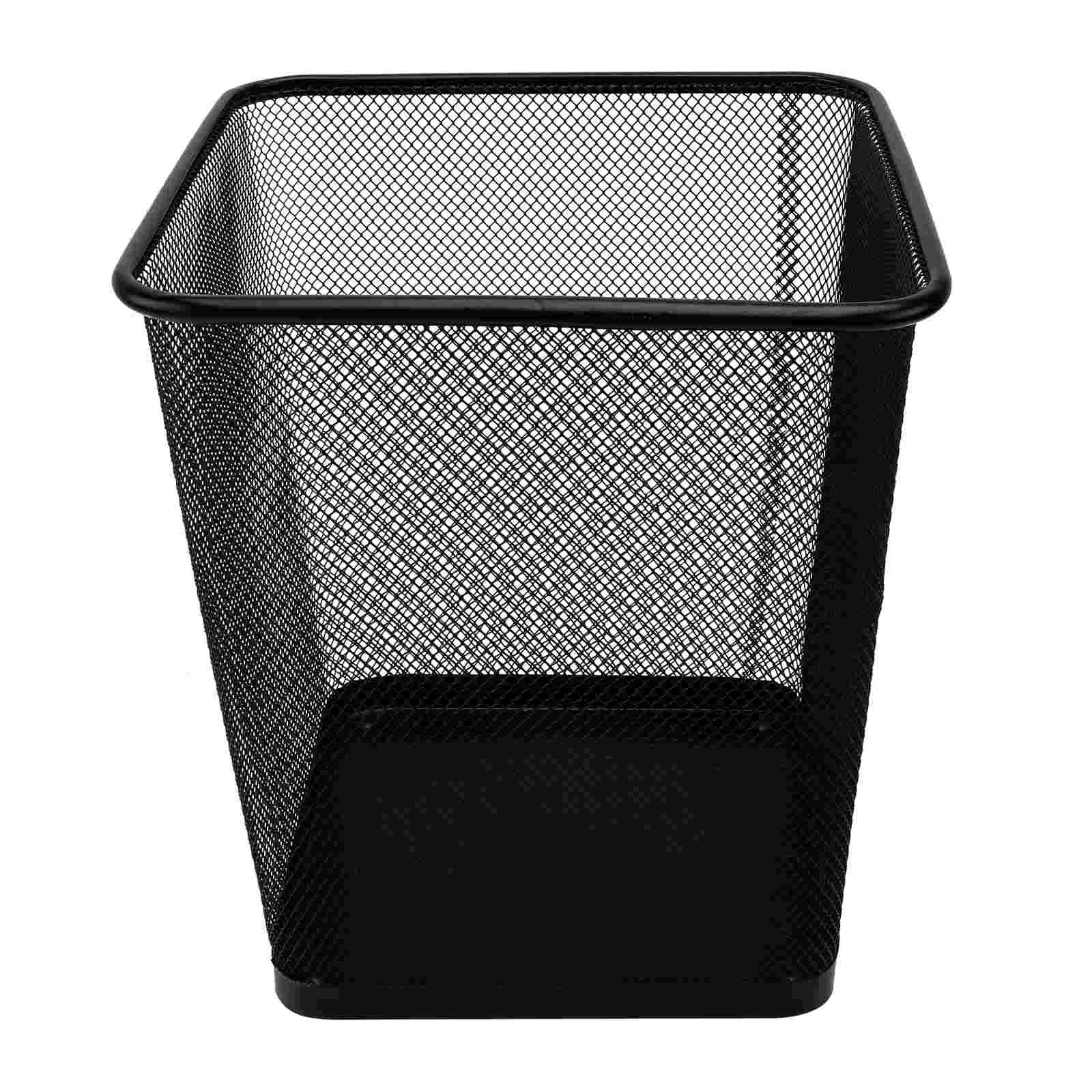 

Trash Can Garbage Bin Mesh Waste Basket Metal Office Container Cans Bedroom Paper Wastebasket Wire Kitchen Desk Recycling Square