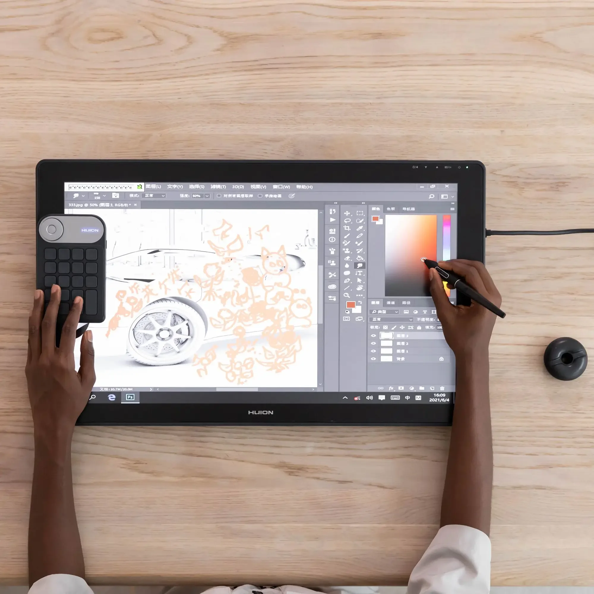 Профессиональный ЖК-дисплей Huio kam 24 Plus дюйма 140% sRGB графические планшеты для