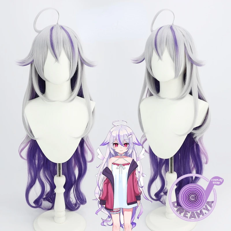 

Nanase Unia Vtuber Cosplay Wig Gray Purple Long 90cm Wavy Curly Synthetic Hair Heat Resistant Role Play Halloween Party Carnival