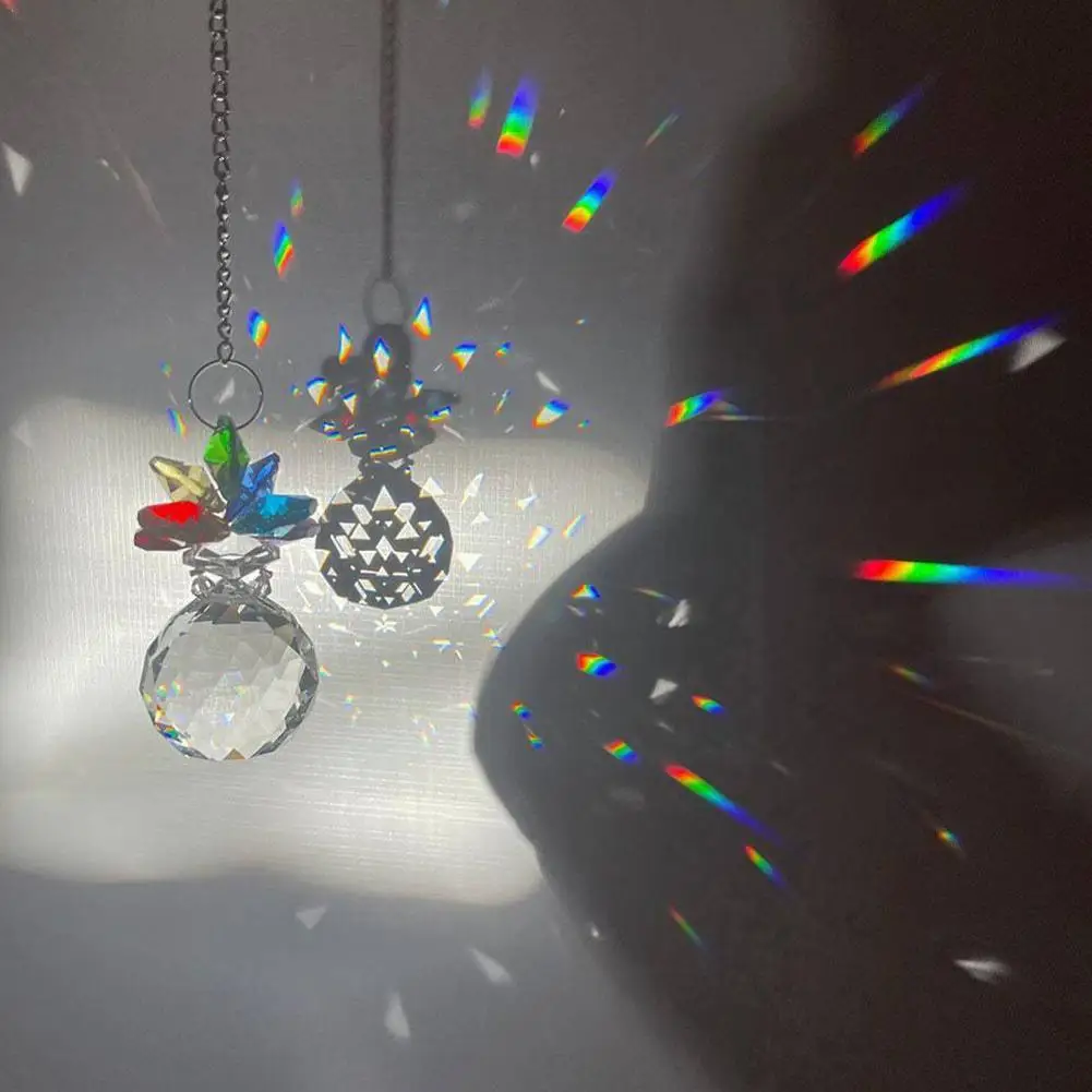 

Sun Catcher Hanging Crystal Wind Chimes Pendants Window Drop Wind Chimes Rainbow Prism for Minted Garden Bedroom Decoration G5S3