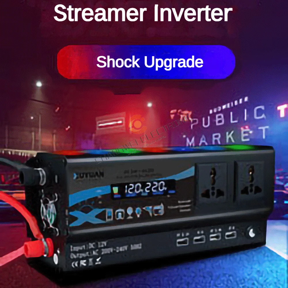 

Modified Sine Wave Inverter DC 12V/24V To AC 110V/220V 3000W 4000W 6000W Portable Power Bank Converter Solar Inverter Black