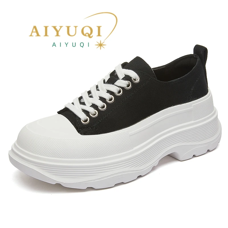 AIYUQI Canvas Shoes Women 2023 New Large Size 41 42 43 Platform Spring Autumn Shoes Ladies Lace Up Fashion Women Sneakers