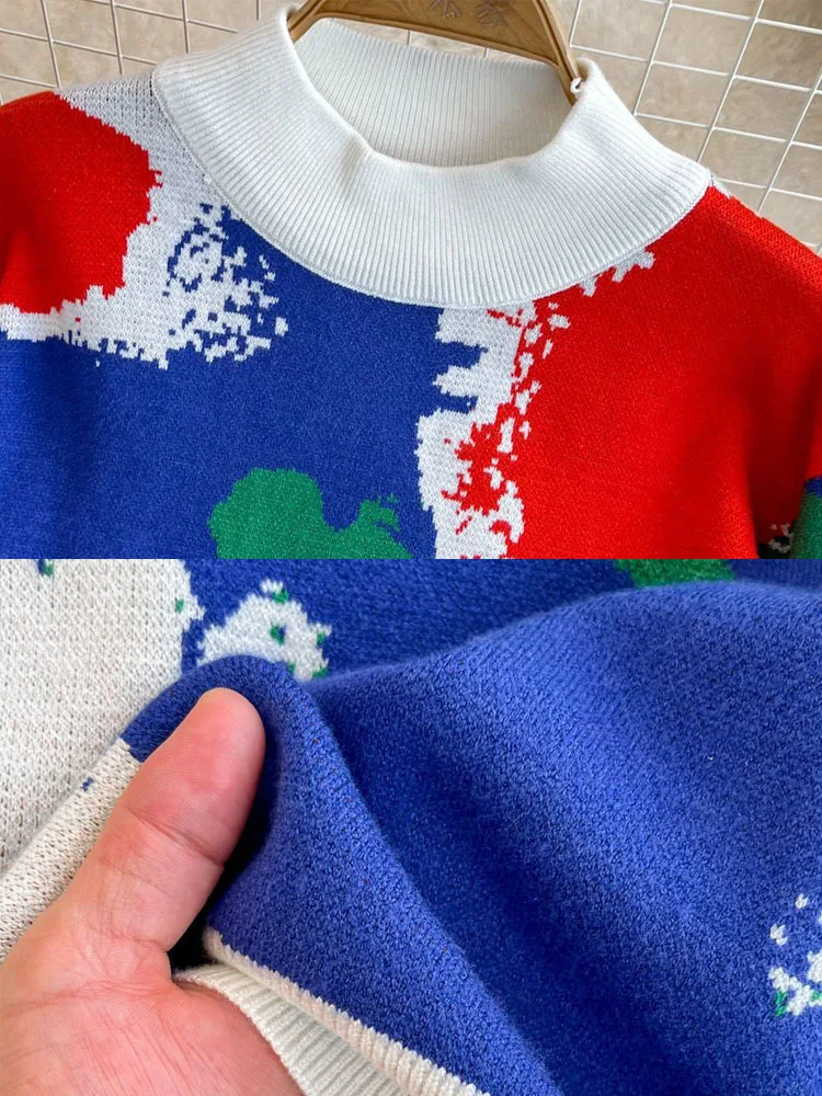 Женский вязаный комплект из 2 предметов Tie-dye свободный трикотажный пуловер с