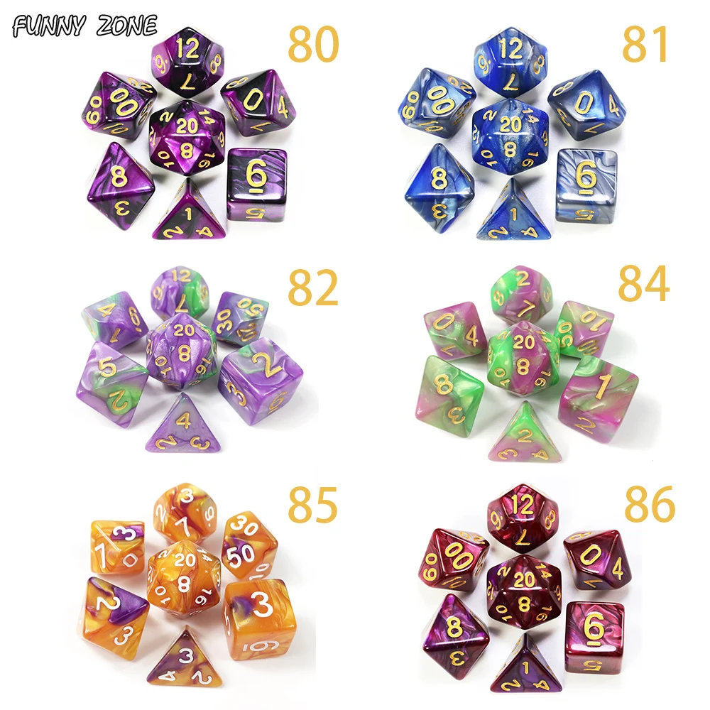 Набор из 7 штук цифровых кубиков разных цветов из акрила для игры DNDGame RPG Games Club Pub Party Board Game Children Adults on.