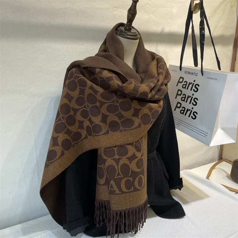 Новинка 2024 зимние теплые кашемировые накидки женский шарф роскошный дизайн