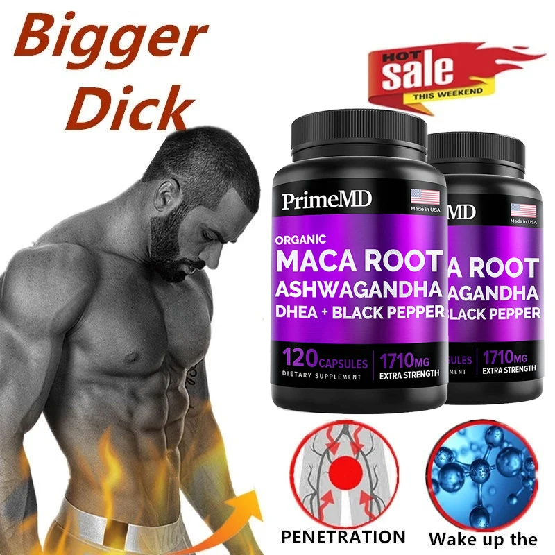 

6 In 1 Organic Maca Root&Ashwagandha Capsules 1710mg,Maca Root Capsules for Men and Women-Stamina,Bone&Mood Support Supplement