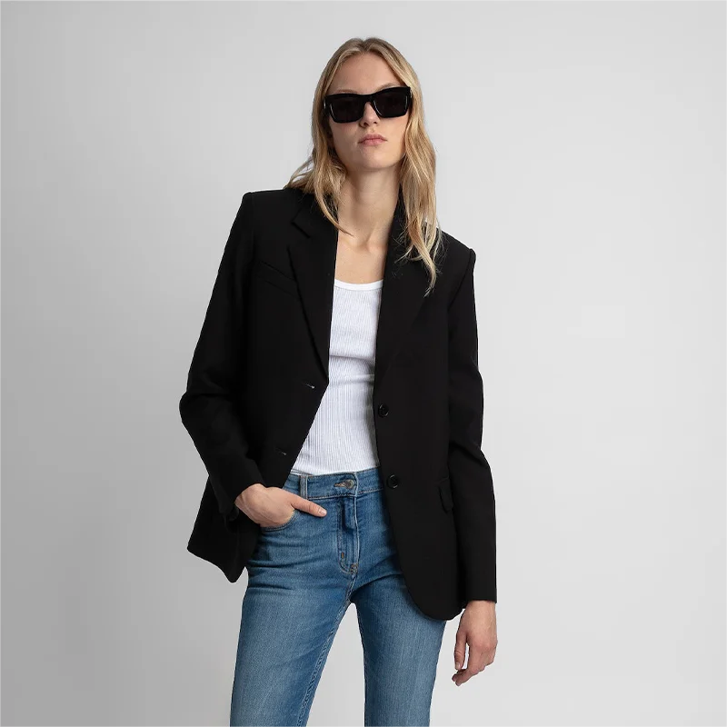 Zadig женский черный пиджак классический офисный костюм со стразами топы модный