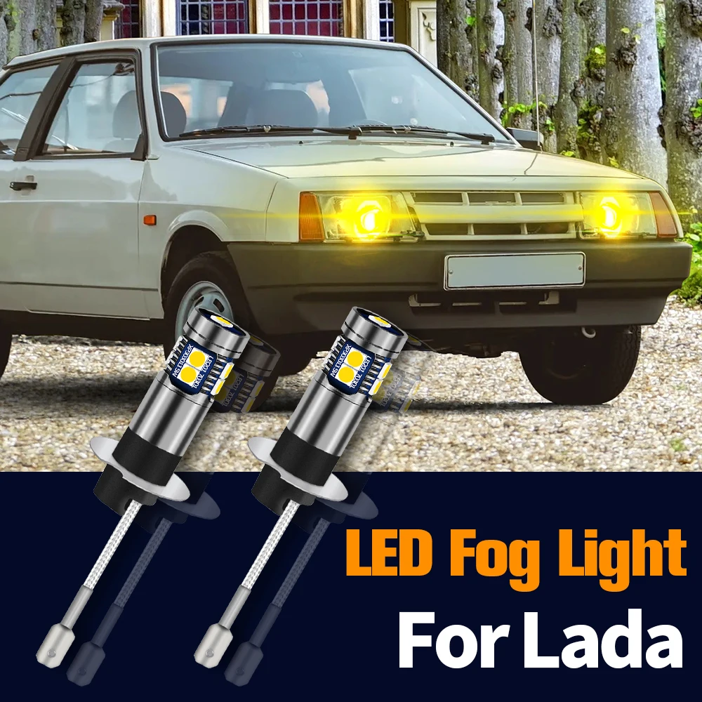 

2pcs LED Fog Light Lamp Blub Canbus Error Free H3 For Lada Samara 2108 2109 2113 2114 2115 1990-2013
