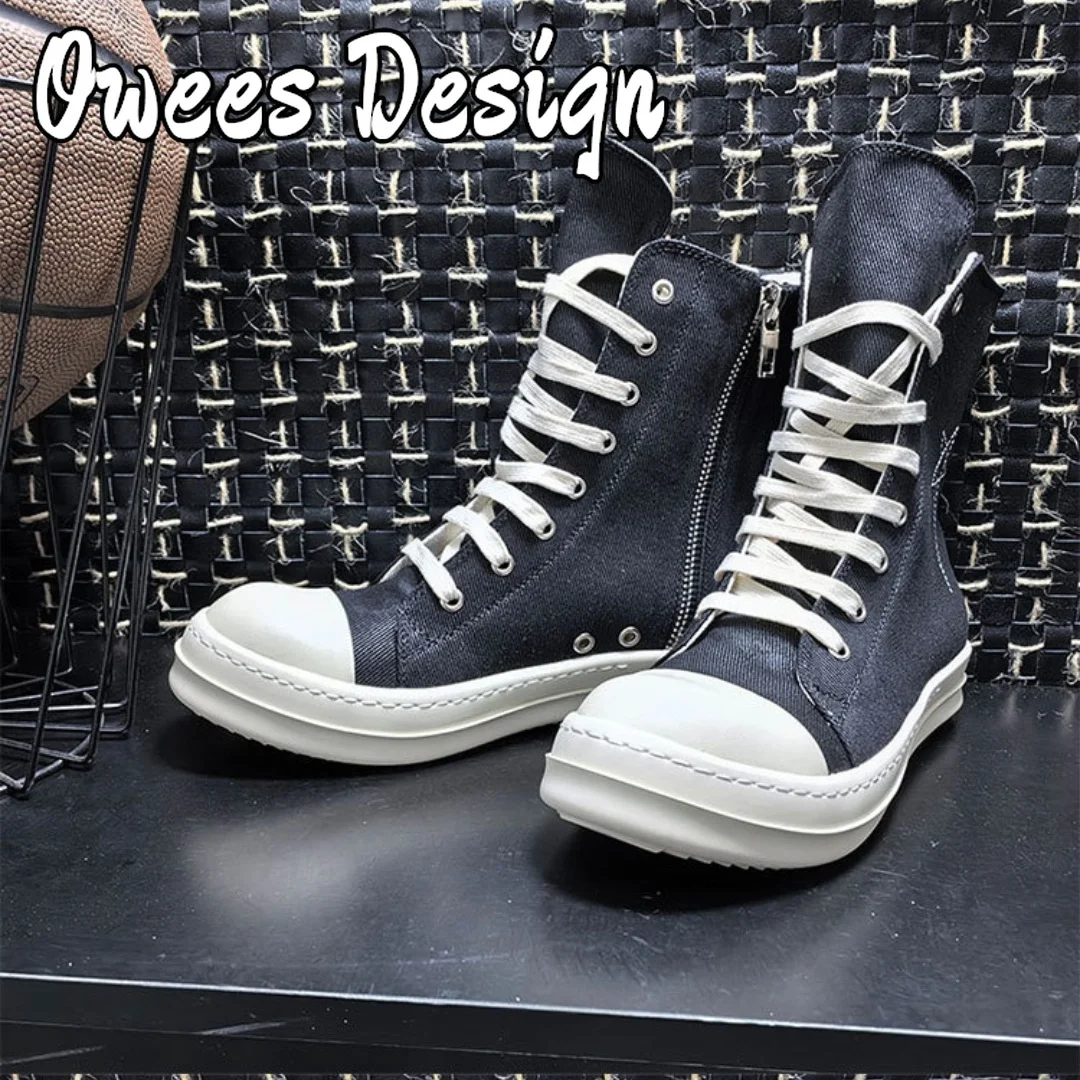 Дизайнерские черные холщовые ботинки oherba на толстой подошве увеличивающие