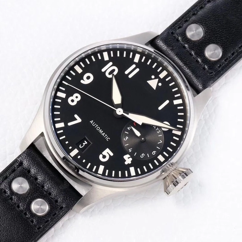 

mens mechanical watch Big Pilot automatic Black Leather
