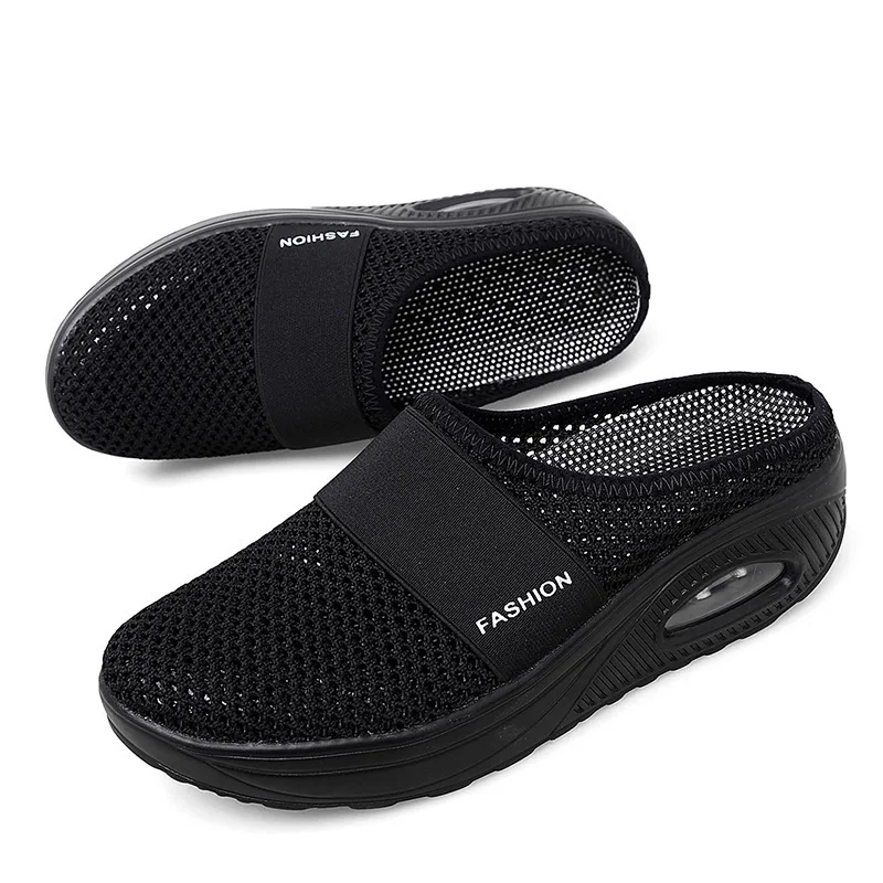 

Air Cushion Slip-On Women Walking Shoes Wedge Female Sneaker Orthopedic Diabetic Ladies Platform Mules Mesh Lightweight Slippers