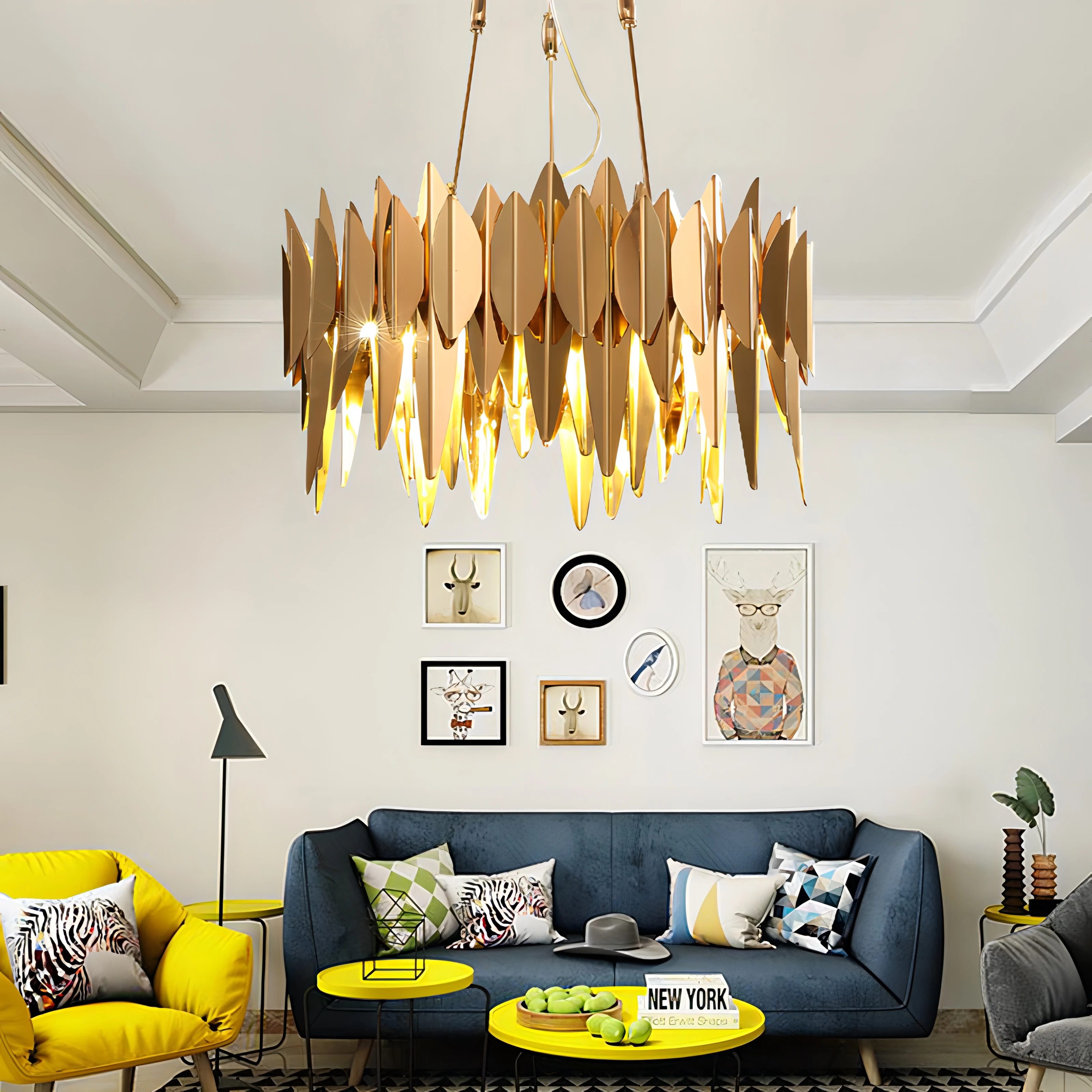 

Modern Living Room Luxury Plate Gold Shape Metal Lustre Led Pendant Lights Adjustable Hanging Lamp Living Room Lighting Fixtures