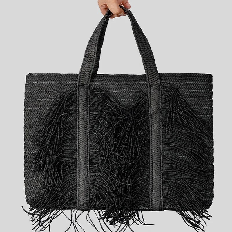 

Вместительная плетеная Сумка, кошельки и сумочки, роскошные дизайнерские сумки для женщин, Высококачественная 2023 соломенная сумка через плечо с кисточками