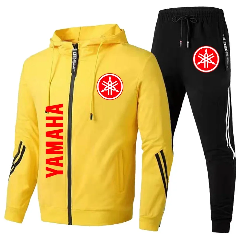 New Yamaha Clothing Tracksuit Men Sportswear Zip Pullover+Pant 2 Piece Sets Casual Fitness Jogging Sweatshirt Man Clothes