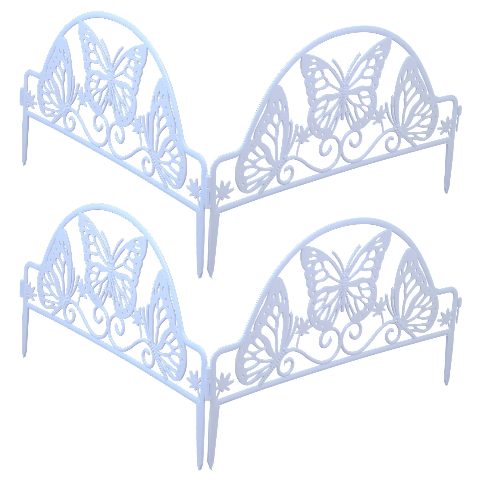 

4 PCS Small Garden Fence Outdoor Adornment Patio Ornament Fencing Suite Border Plastic Landscape Yard White Buildings