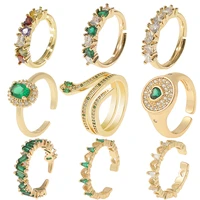 elegant golden open rings luxury green crystal square snake rings vintage sexy banquet party jewelry for women men gifts anillos