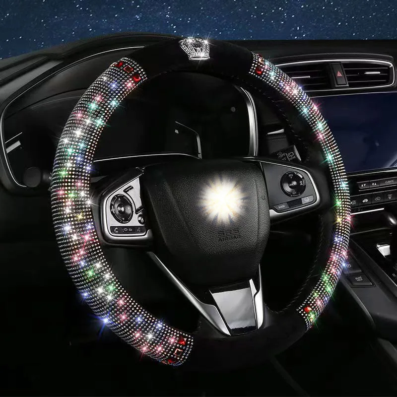 Crystal Crown Auto Car Steering Wheel Covers Rhinestone Handlebar Cover Fit For Women Ladies Girls Gift Car Interior Accessories Crystal Crown Auto Car Steering Wheel Covers Rhinestone Handlebar Cover Fit For Women Ladies Girls Gift Car Interior Accessories