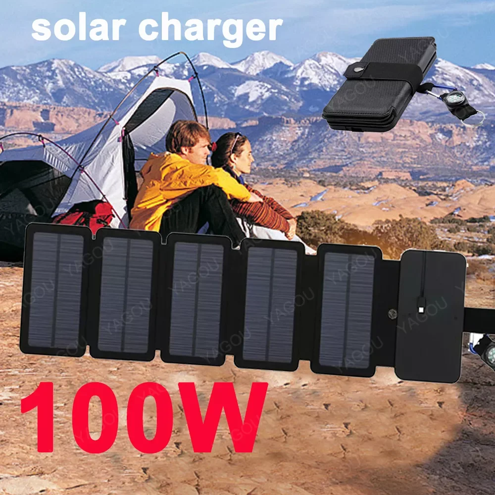 

Foldable Solar Panel 100W USB Solar Cell Portable Folding Waterproof 12V Solar Charger Outdoor Mobile Power Battery Sun Charging