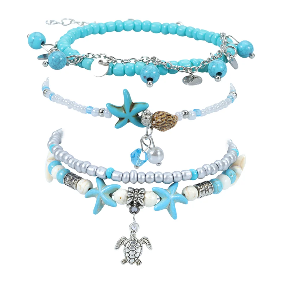 

Anklets Foot Beach Chainankle Turquoise Bracelet Shell Anklet Bead Multi Hawaiian Pendant Seashell Jewelry Natural Bracelets